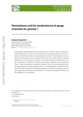 Permutations and the Combinatorics of Gauge Invariants for General N