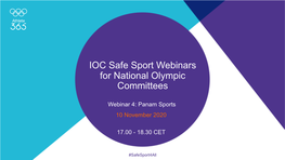 IOC Safe Sport Webinars for National Olympic Committees