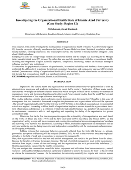 Investigating the Organizational Health State of Islamic Azad University (Case Study: Region 12)