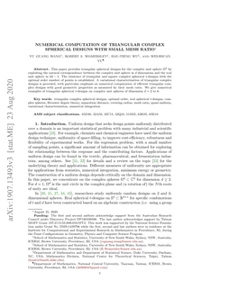 Arxiv:1907.13493V3 [Stat.ME] 23 Aug 2020 MOST Grant 107-2115-M-008-010-MY2