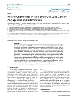 Role of Chemokines in Non-Small Cell Lung Cancer: Angiogenesis and Inflammation