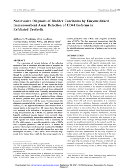 Noninvasive Diagnosis of Bladder Carcinoma by Enzyme-Linked Immunosorbent Assay Detection of CD44 Isoforms in Exfoliated Urothelia