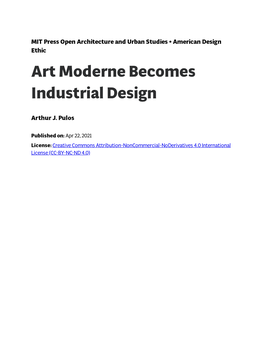 Art Moderne Becomes Industrial Design