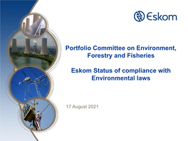 Eskom Status of Compliance with Environmental Laws