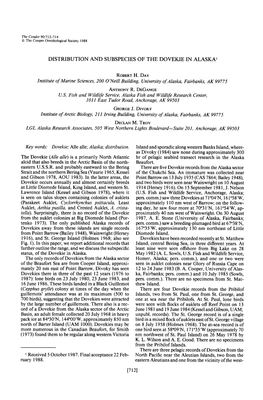 Distribution and Subspecies of the Dovekie in Alaska ’