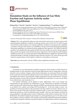 Simulation Study on the Influence of Gas Mole Fraction and Aqueous