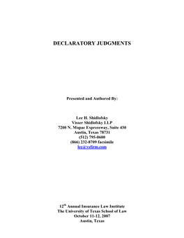 Declaratory Judgments