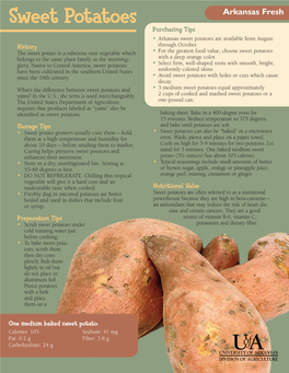 Sweet Potatoes Arkansas Fresh Purchasing Tips • Arkansas Sweet Potatoes Are Available from August History Through October