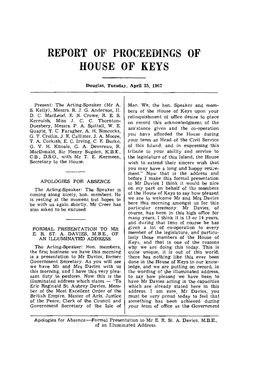 Report of Proceedings of House of Keys