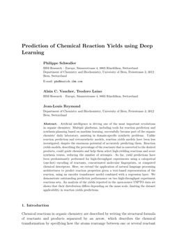 Prediction of Chemical Reaction Yields Using Deep Learning