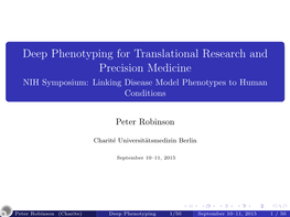 Deep Phenotyping for Translational Research and Precision Medicine NIH Symposium: Linking Disease Model Phenotypes to Human Conditions