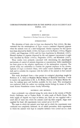 Chromatophore Behavior in the Isopod Ligia Occidentalis Dana, 1853