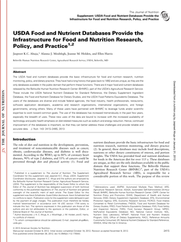 USDA Food and Nutrient Databases Provide the Infrastructure for Food and Nutrition Research, Policy, and Practice