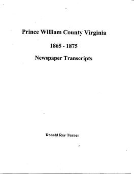 PWC 1865 -1875 Newspaper Transcripts