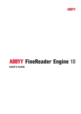 ABBYY Finereader Engine 10 User's Guide