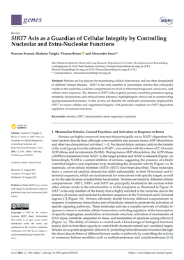 SIRT7 Acts As a Guardian of Cellular Integrity by Controlling Nucleolar and Extra-Nucleolar Functions