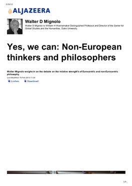 Yes, We Can: Noneuropean Thinkers and Philosophers