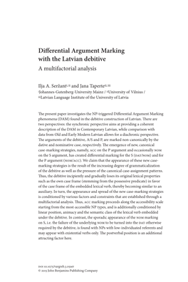 Differential Argument Marking with the Latvian Debitive a Multifactorial Analysis