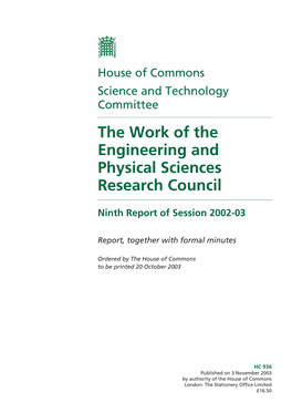 The Work of the Engineering and Physical Sciences Research Council