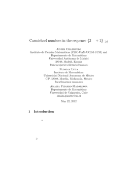 Carmichael Numbers in the Sequence {2 K + 1}N≥1