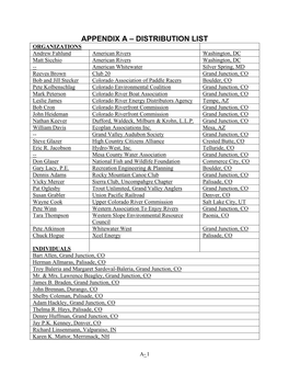 Appendix a – Distribution List