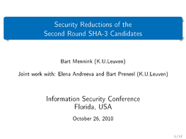 Security Reductions of the Second Round SHA-3 Candidates