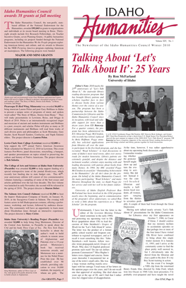 Talking About ‘Let’S Talk About It’: 25 Years by Ron Mcfarland University of Idaho