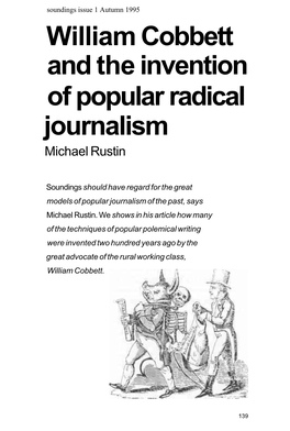 William Cobbett and the Invention of Popular Radical Journalism Michael Rustin