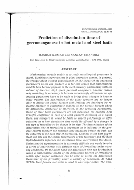 Prediction of Dissolution Time of Gerromanganese in Hot Metal and Steel Bath