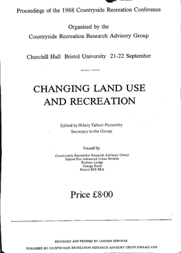 CHANGING LAND USE and Recreation