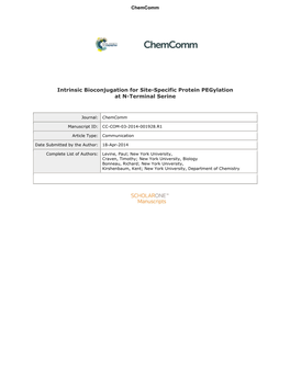 Intrinsic Bioconjugation for Site-Specific Protein Pegylation at N-Terminal Serine Cite This: DOI: 10.1039/X0xx00000x