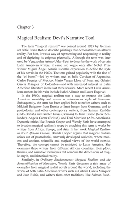 Magical Realism: Devi’S Narrative Tool