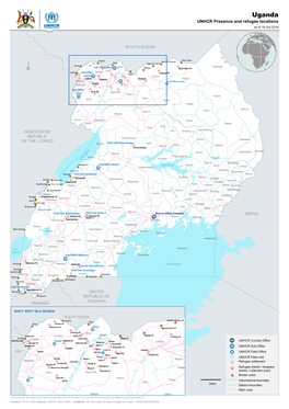 Uganda UNHCR Presence and Refugee Locations As of 18 Oct 2018