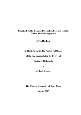 Effects of Hatha Yoga on Physical and Mental Health: Mixed Methods Approach