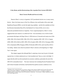 Crisis, Boom, and the Restructuring of the Argentine Party System (1999-2015)