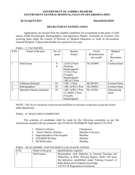 Government of Andhra Pradesh Government General Hospital,Vijayawada Krishna Dist