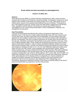 Acute Retinal Necrosis Secondary to Cytomegalovirus