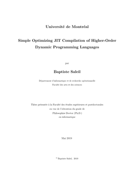 Simple Optimizing JIT Compilation of Higher-Order Dynamic Programming Languages