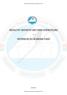 Resultat Definitif Des 5000 Operateurs – Interieur Du