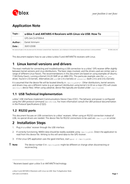 Application Note 1 Linux Kernel Versions and Drivers 2 Installation