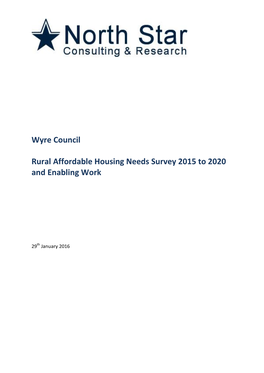 Rural Affordable Housing Needs Survey 2015 to 2020 and Enabling Work