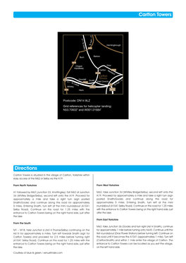 Carlton Towers Directions