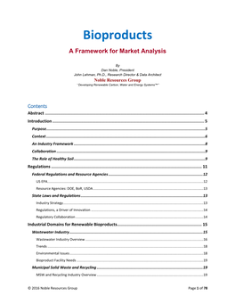 Bioproducts a Framework for Market Analysis