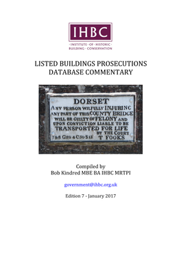 Listed Buildings Prosecutions Database Commentary