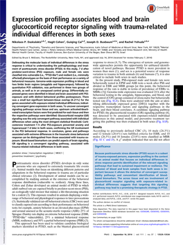 Expression Profiling Associates Blood and Brain Glucocorticoid Receptor