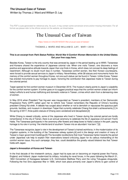 The Unusual Case of Taiwan Written by Thomas J