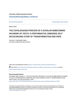 The Coyolxauhqui Process of a Scholar Unbecoming an Enemy of Youth: a Performative, Embodied, Self- Decolonizing Story of Transformation and Hope