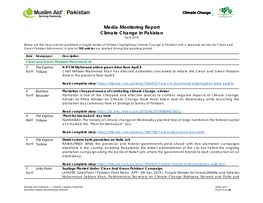 Media Monitoring Report Climate Change in Pakistan April 2019