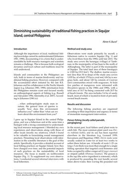 Diminishing Sustainability of Traditional Fishing Practices in Siquijor Island, Central Philippines