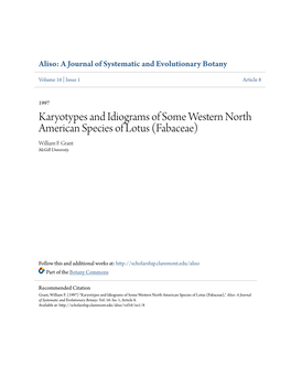 Karyotypes and Idiograms of Some Western North American Species of Lotus (Fabaceae) William F